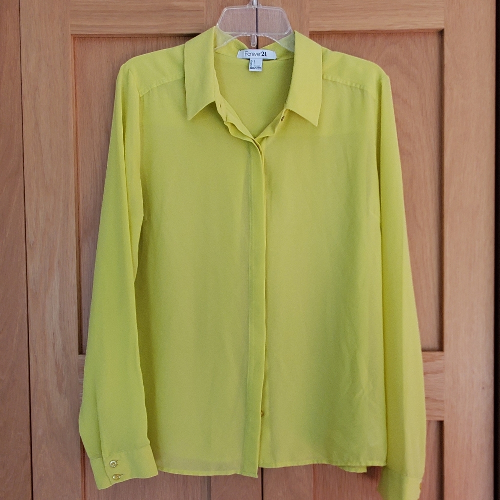 Lime green button up blouse